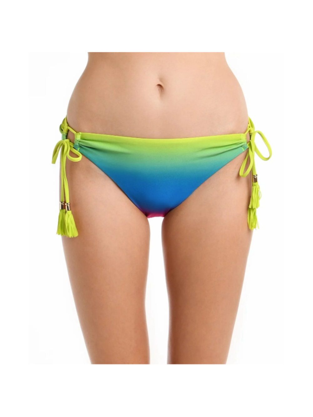 La Blanca Women's 12 Ombre Multicolor Setting Sun Tassel-Tie Hipster Bottoms NWT